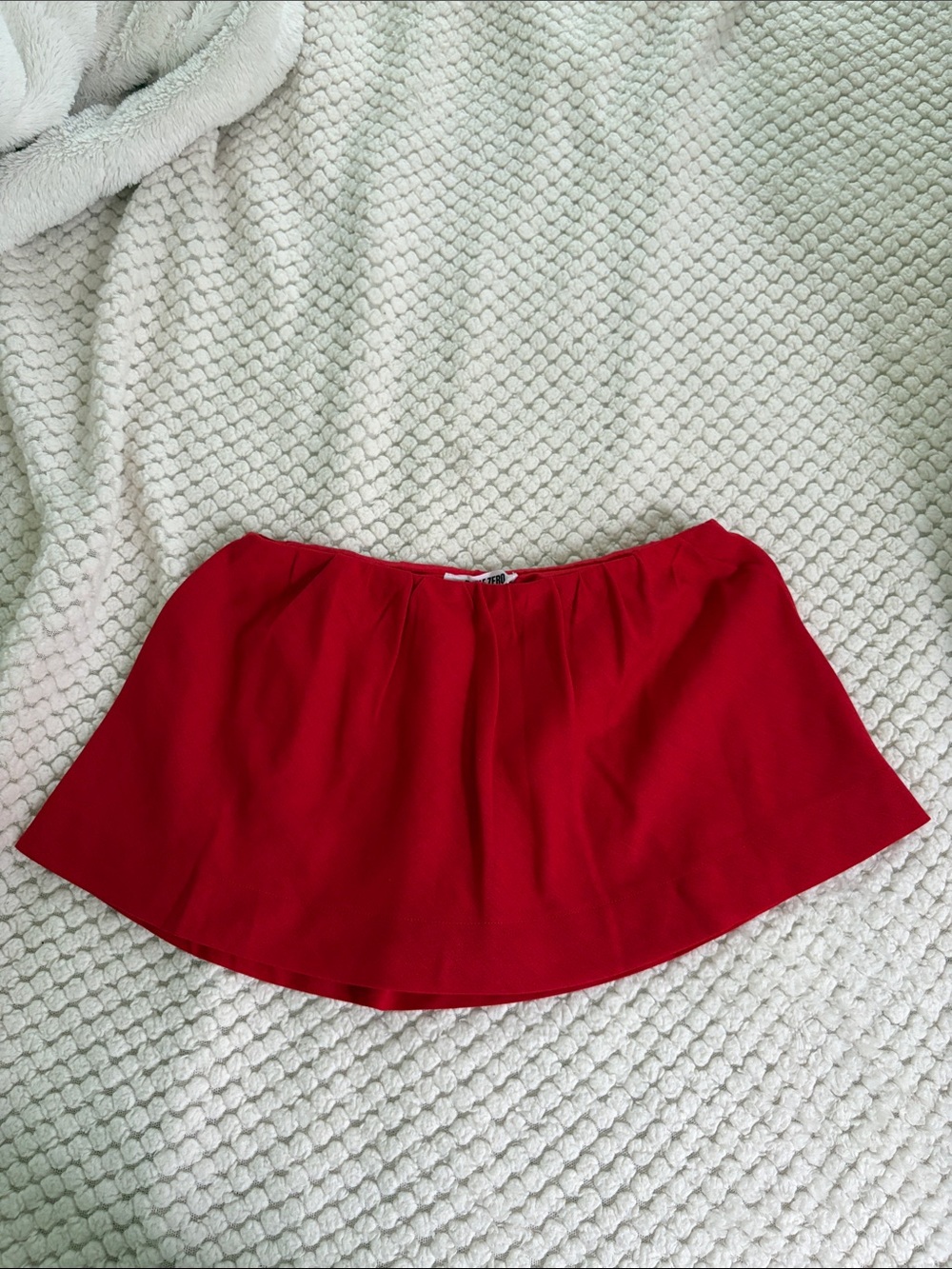 Red Women's Linen Mini Skirt